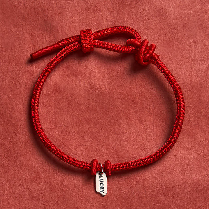 Buddha Stones Pulsera ajustable con dije de la suerte, hecha a mano con hilo trenzado rojo. - image 8