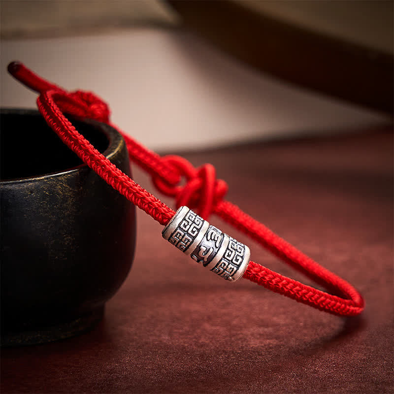 Buddha Stones Pulsera de protección Om Mani Padme Hum hecha a mano con hilo rojo trenzado - image 1