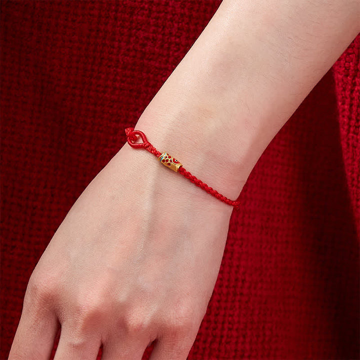 Buddha Stones Pulsera de cordón trenzado con diseño de pez koi rojo tejido a mano - image 4