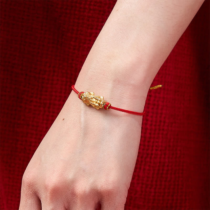 Buddha Stones Pulsera de la suerte PiXiu tejida a mano con hilo rojo - image 5