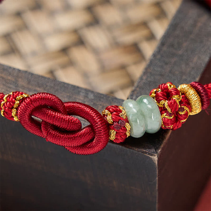 Buddha Stones Pulsera ajustable tejida a mano con jade y nudos chinos para la buena suerte. - image 13