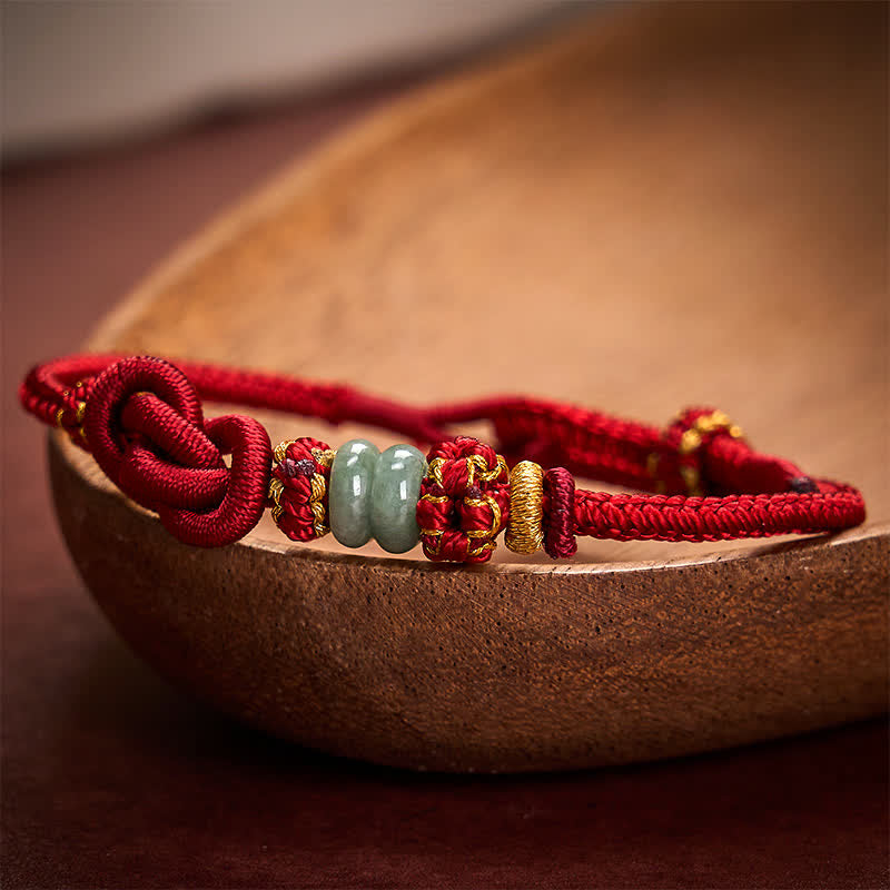 Buddha Stones Pulsera ajustable tejida a mano con jade y nudos chinos para la buena suerte. - image 10