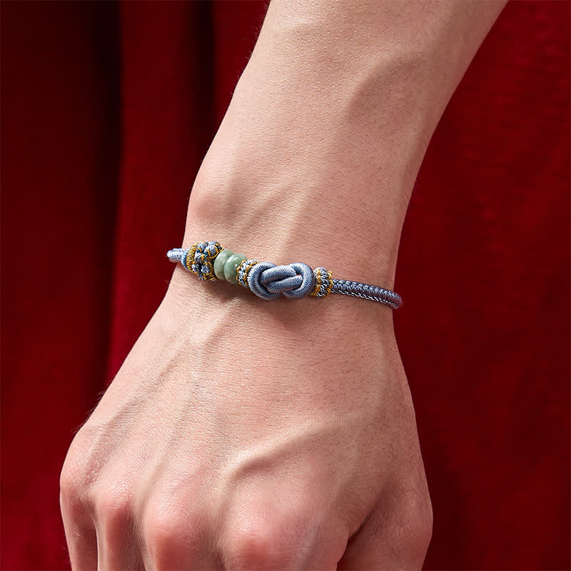 Buddha Stones Pulsera ajustable tejida a mano con jade y nudos chinos para la buena suerte. - image 17