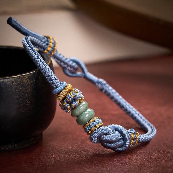 Buddha Stones Pulsera ajustable tejida a mano con jade y nudos chinos para la buena suerte. - image 15