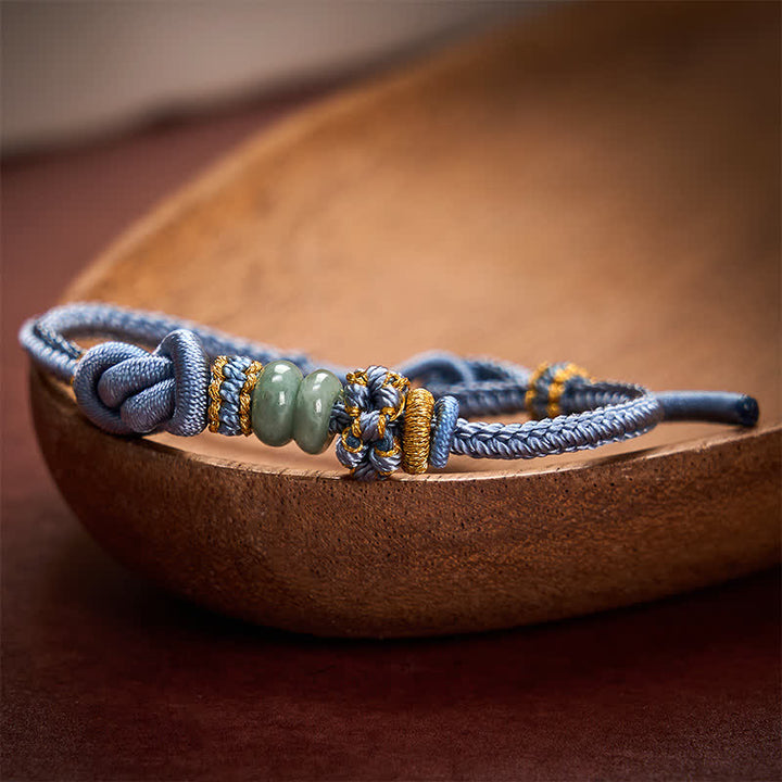 Buddha Stones Pulsera ajustable tejida a mano con jade y nudos chinos para la buena suerte. - image 16