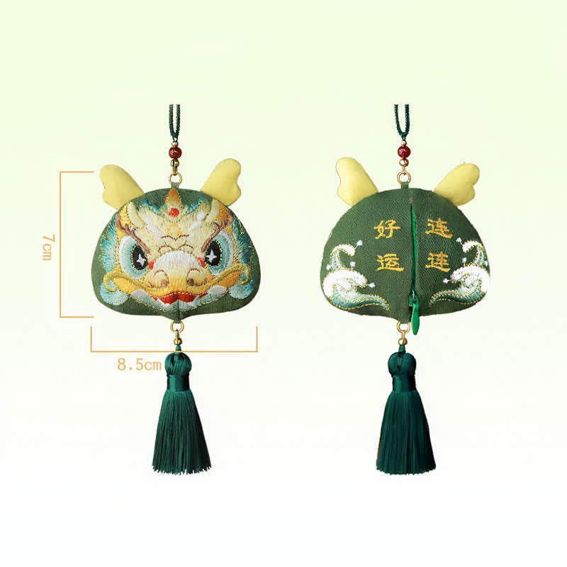 Buddha Stones Dragón Tigre Bordado del Zodiaco Chino Borla Suerte Decoración Animal Linda - Dragón - image 1