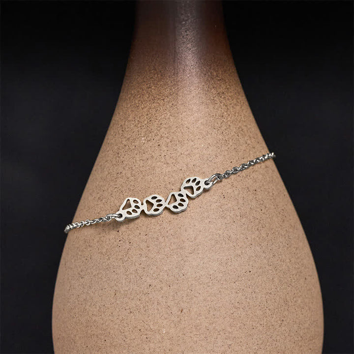 Buddha Stones Pulsera de equilibrio de acero de titanio con cuatro huellas de gato - Plateado (circunferencia de la muñeca: 17–22 cm) - image 3
