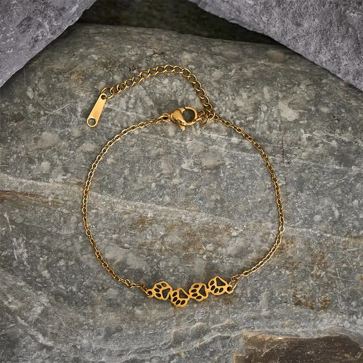 Buddha Stones Pulsera de equilibrio de acero de titanio con cuatro huellas de gato - image 1