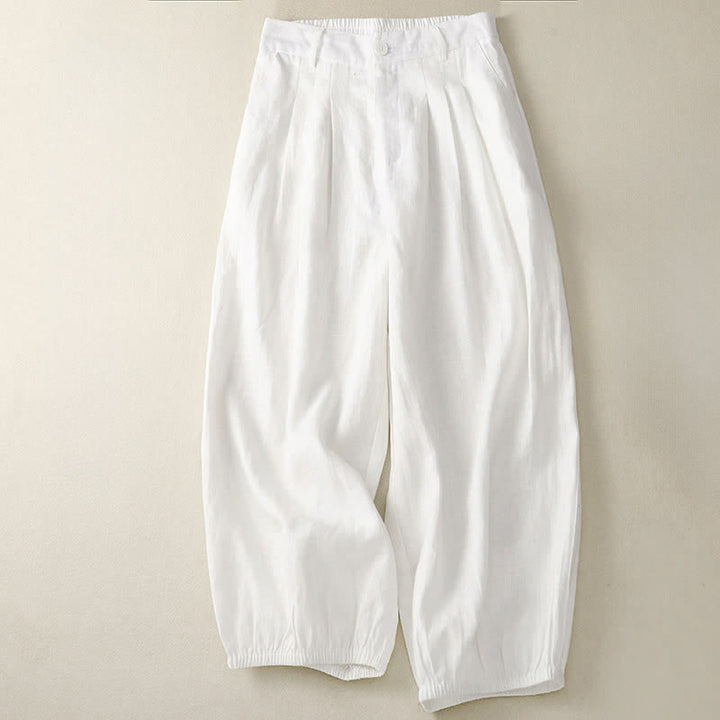 Buddha Stones Pantalones capri lisos de verano informales minimalistas con botones para mujer, estilo harem con bolsillo. - Marfil - US8-10，UK/AU12-14，EU40-42 (2XL) - image 16