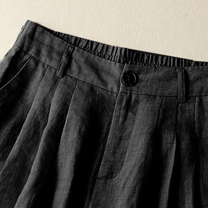 Buddha Stones Pantalones capri lisos de verano informales minimalistas con botones para mujer, estilo harem con bolsillo. - image 10