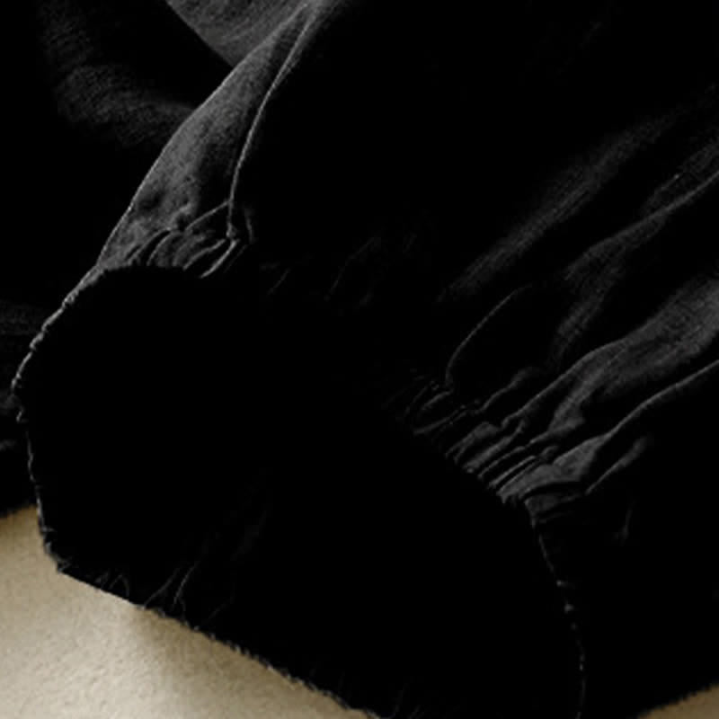 Buddha Stones Pantalones capri lisos de verano informales minimalistas con botones para mujer, estilo harem con bolsillo. - image 12