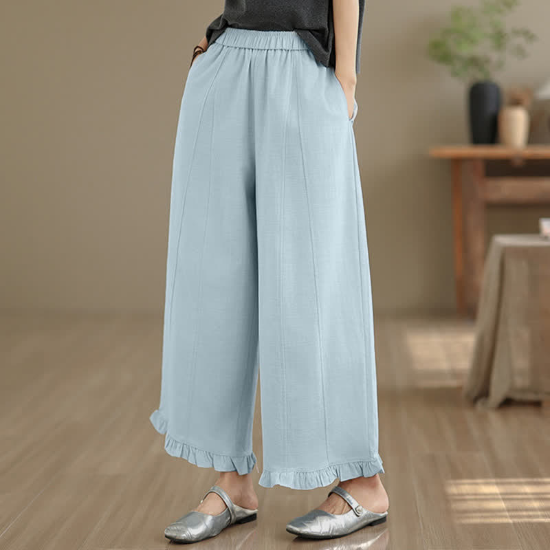 Pantalones cortos minimalistas informales de verano con estampado de Buddha Stones para mujer, de pierna ancha y con bolsillo. - image 1