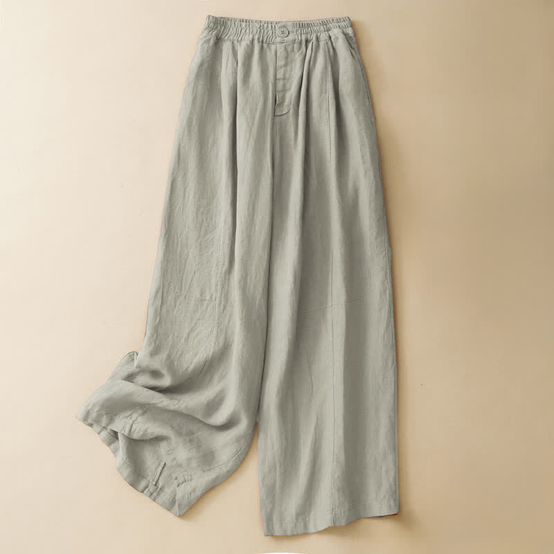 Buddha Stones Pantalones de verano informales minimalistas con botones, color liso, hasta el tobillo, para mujer, pierna ancha, con bolsillo. - Verde mar oscuro - US8-10, UK/AU12-14, EU40-42 (2XL) - image 0