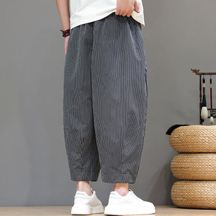 Pantalones capri de verano informales con cordón ajustable y rayas Buddha Stones para hombre, estilo harem, con bolsillo. - image 42