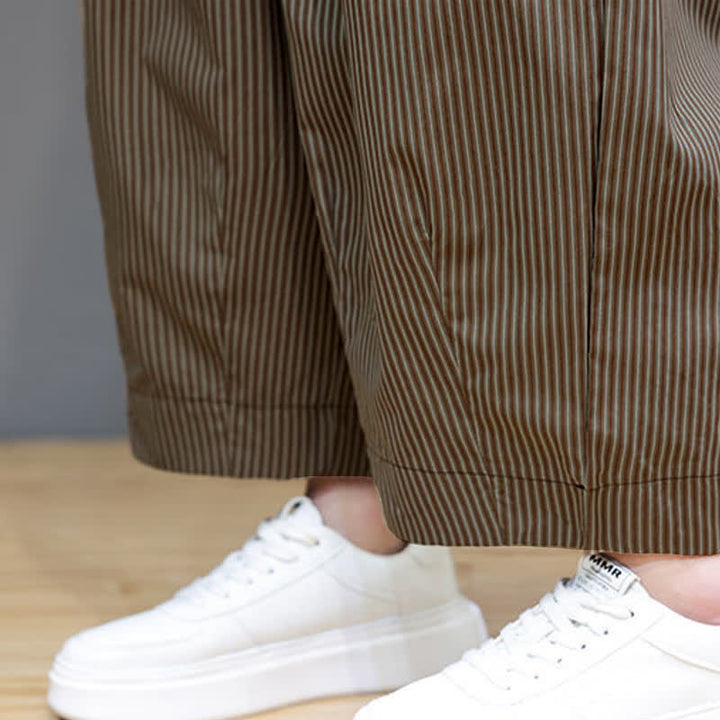 Pantalones capri de verano informales con cordón ajustable y rayas Buddha Stones para hombre, estilo harem, con bolsillo. - image 32