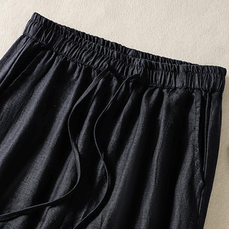 Buddha Stones Pantalones cortos de verano informales estilo boho con cordón ajustable, de ramio, estilo harem para mujer con bolsillos. - image 14