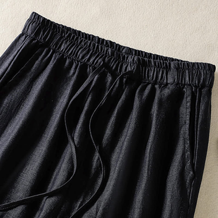 Buddha Stones Pantalones cortos de verano informales estilo boho con cordón ajustable, de ramio, estilo harem para mujer con bolsillos. - image 14