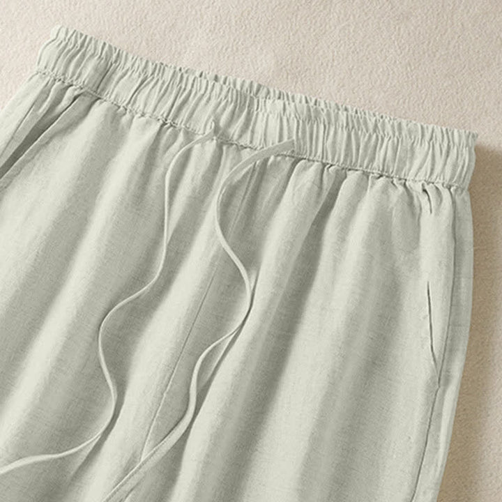 Buddha Stones Pantalones cortos de verano informales estilo boho con cordón ajustable, de ramio, estilo harem para mujer con bolsillos. - image 2