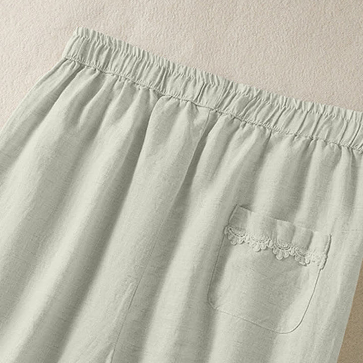 Buddha Stones Pantalones cortos de verano informales estilo boho con cordón ajustable, de ramio, estilo harem para mujer con bolsillos. - image 8