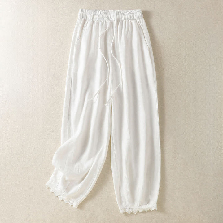Buddha Stones Pantalones cortos de verano informales estilo boho con cordón ajustable, de ramio, estilo harem para mujer con bolsillos. - Blanco - US8-10, UK/AU12-14, EU40-42 (2XL) - image 20