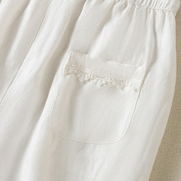 Buddha Stones Pantalones cortos de verano informales estilo boho con cordón ajustable, de ramio, estilo harem para mujer con bolsillos. - image 25