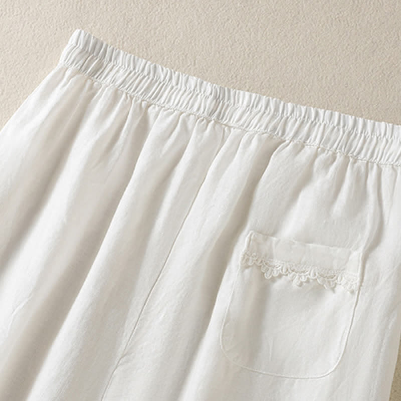 Buddha Stones Pantalones cortos de verano informales estilo boho con cordón ajustable, de ramio, estilo harem para mujer con bolsillos. - image 24
