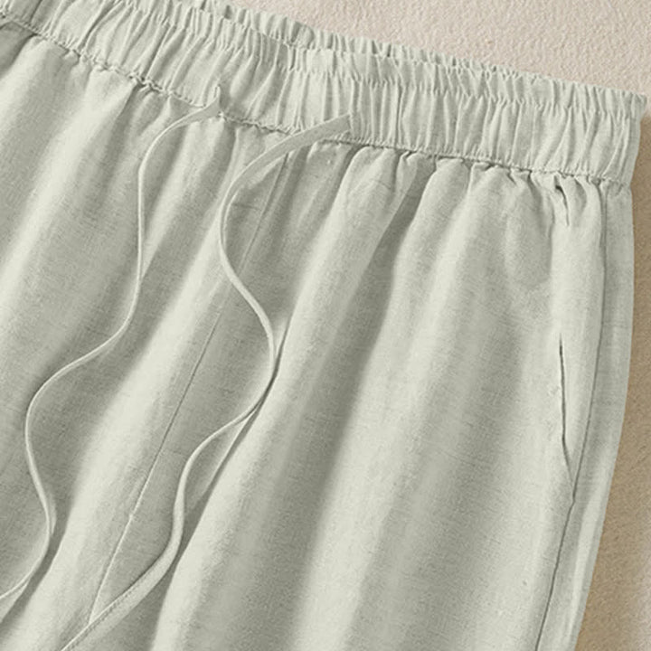 Buddha Stones Pantalones cortos de verano informales estilo boho con cordón ajustable, de ramio, estilo harem para mujer con bolsillos. - image 3