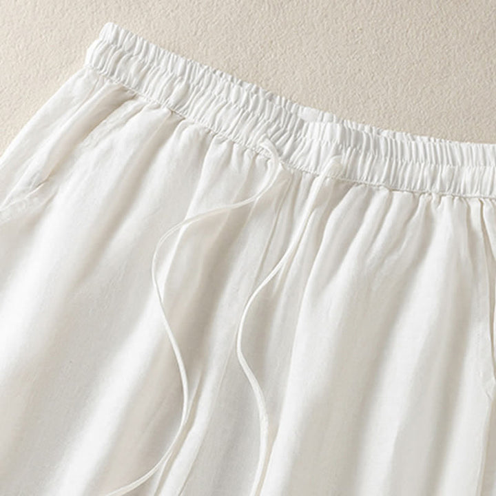 Buddha Stones Pantalones cortos de verano informales estilo boho con cordón ajustable, de ramio, estilo harem para mujer con bolsillos. - image 22