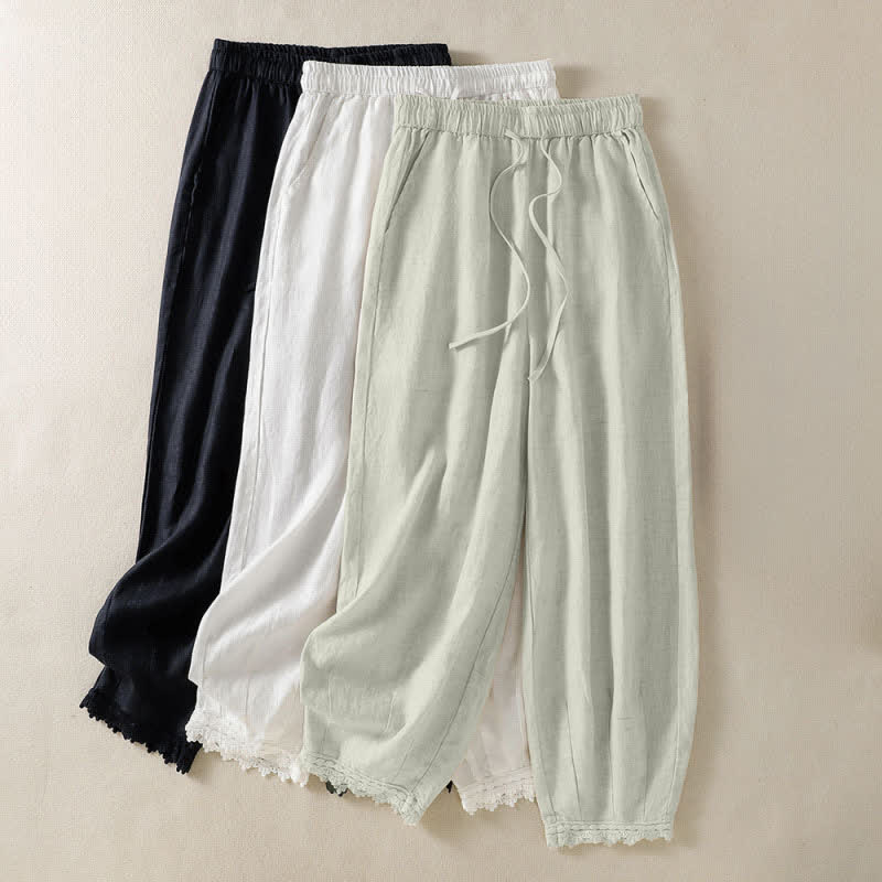 Buddha Stones Pantalones cortos de verano informales estilo boho con cordón ajustable, de ramio, estilo harem para mujer con bolsillos. - image 28