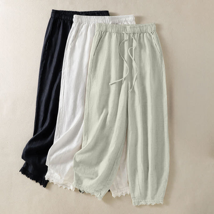 Buddha Stones Pantalones cortos de verano informales estilo boho con cordón ajustable, de ramio, estilo harem para mujer con bolsillos. - image 28