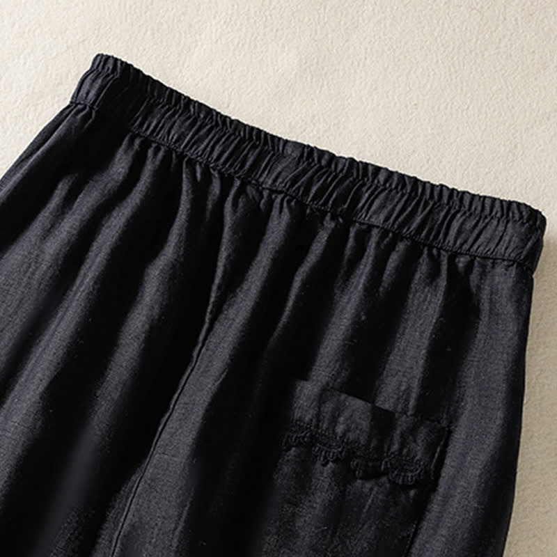 Buddha Stones Pantalones cortos de verano informales estilo boho con cordón ajustable, de ramio, estilo harem para mujer con bolsillos. - image 16