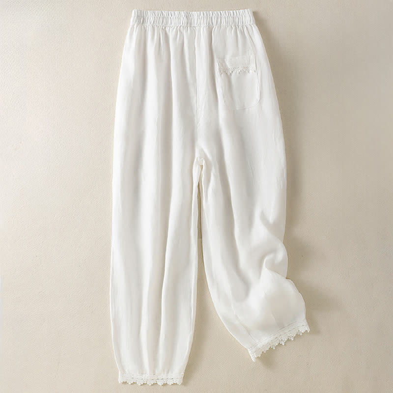 Buddha Stones Pantalones cortos de verano informales estilo boho con cordón ajustable, de ramio, estilo harem para mujer con bolsillos. - image 21