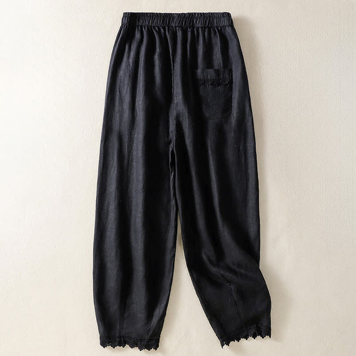 Buddha Stones Pantalones cortos de verano informales estilo boho con cordón ajustable, de ramio, estilo harem para mujer con bolsillos. - image 13