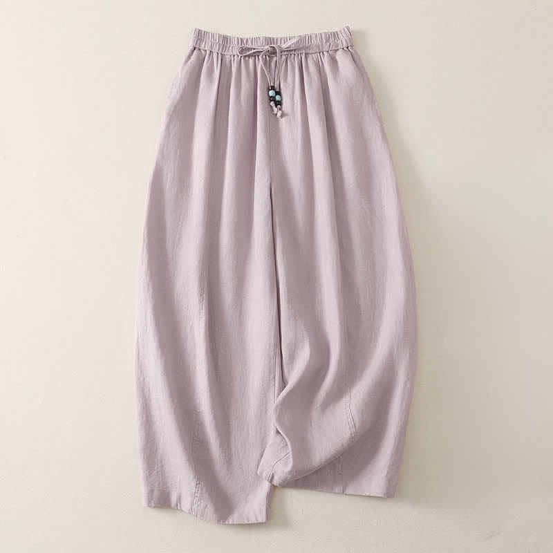 Buddha Stones Pantalones cortos minimalistas de verano con cordón ajustable, color liso, para mujer, de pierna ancha y con bolsillos. - Rubor lavanda - US8-10, UK/AU12-14, EU40-42 (2XL) - image 0