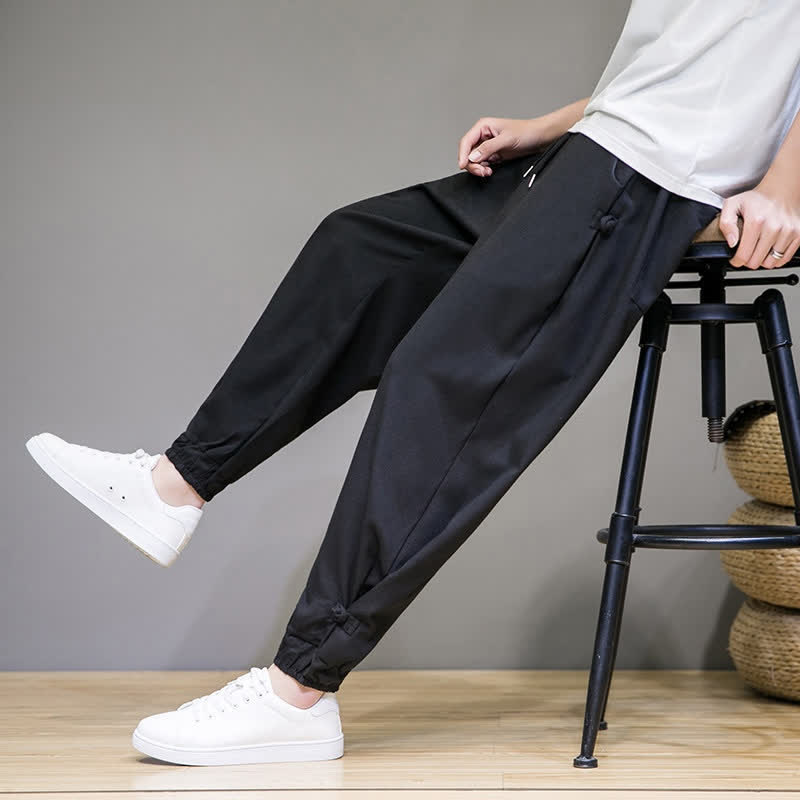 Buddha Stones Pantalones capri lisos informales de verano con cordón ajustable para hombre, corte ajustado y bolsillo. - image 16