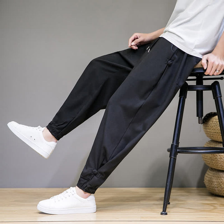 Buddha Stones Pantalones capri lisos informales de verano con cordón ajustable para hombre, corte ajustado y bolsillo. - image 16