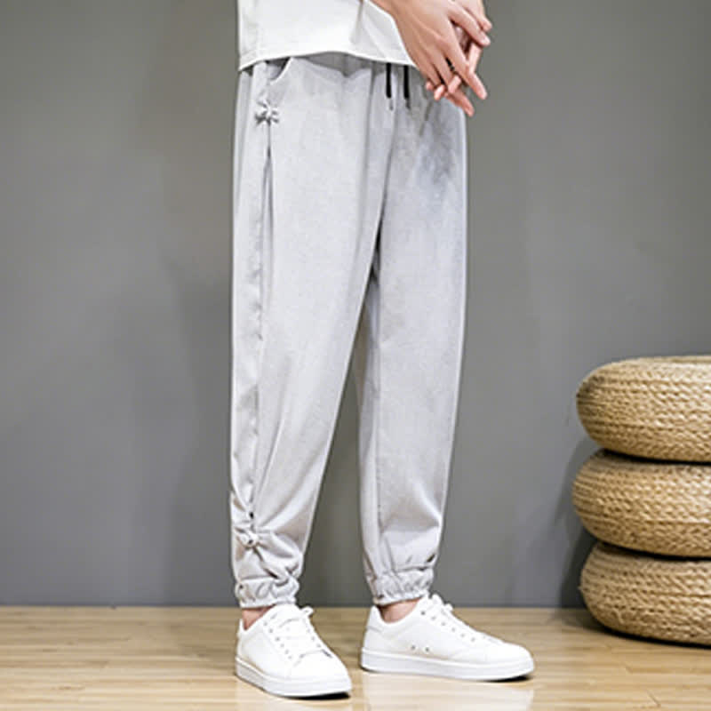 Buddha Stones Pantalones capri lisos informales de verano con cordón ajustable para hombre, corte ajustado y bolsillo. - image 1