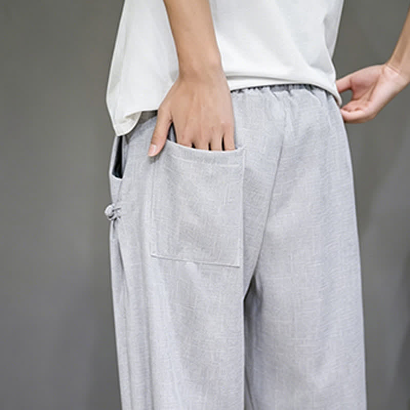 Buddha Stones Pantalones capri lisos informales de verano con cordón ajustable para hombre, corte ajustado y bolsillo. - image 3