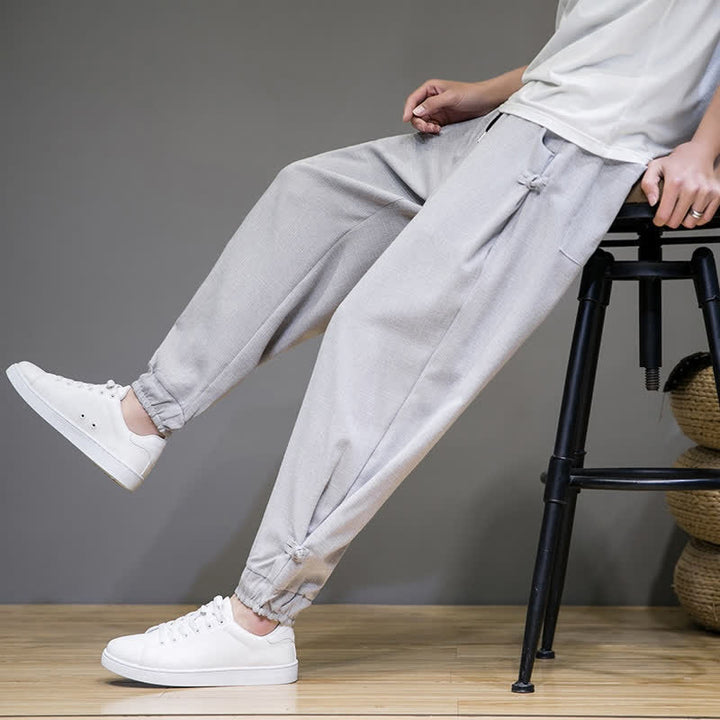 Buddha Stones Pantalones capri lisos informales de verano con cordón ajustable para hombre, corte ajustado y bolsillo. - image 5