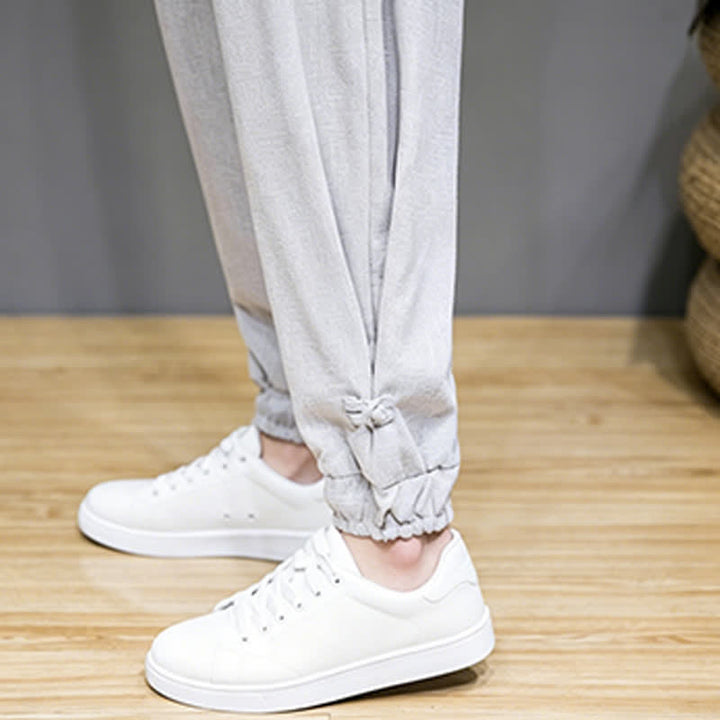 Buddha Stones Pantalones capri lisos informales de verano con cordón ajustable para hombre, corte ajustado y bolsillo. - image 14