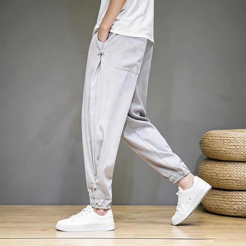 Buddha Stones Pantalones capri lisos informales de verano con cordón ajustable para hombre, corte ajustado y bolsillo. - image 11