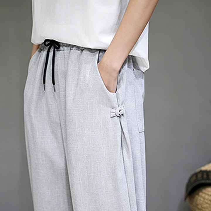 Buddha Stones Pantalones capri lisos informales de verano con cordón ajustable para hombre, corte ajustado y bolsillo. - image 13
