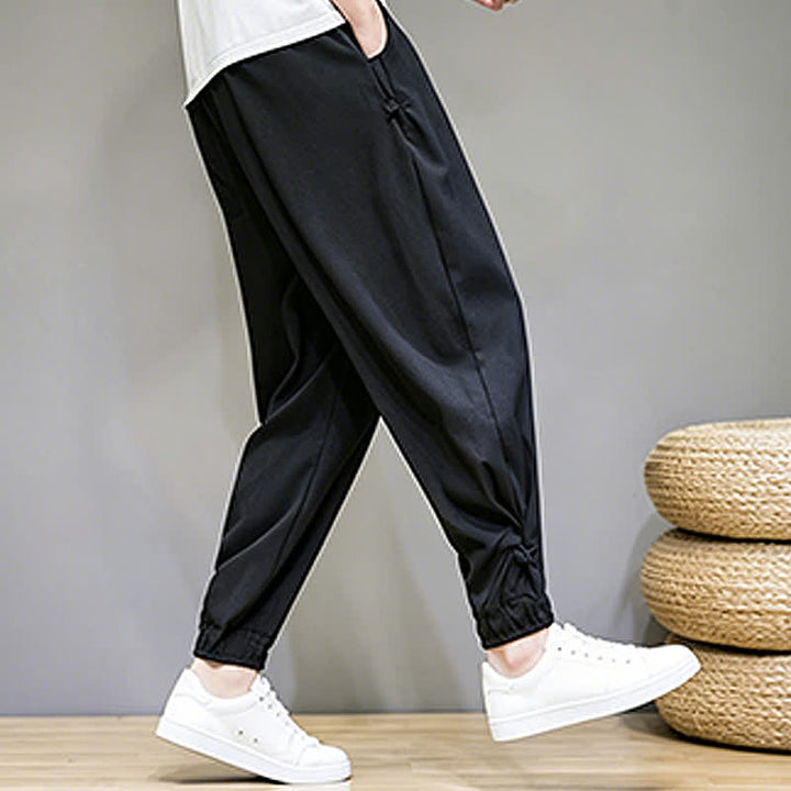 Buddha Stones Pantalones capri lisos informales de verano con cordón ajustable para hombre, corte ajustado y bolsillo. - image 23