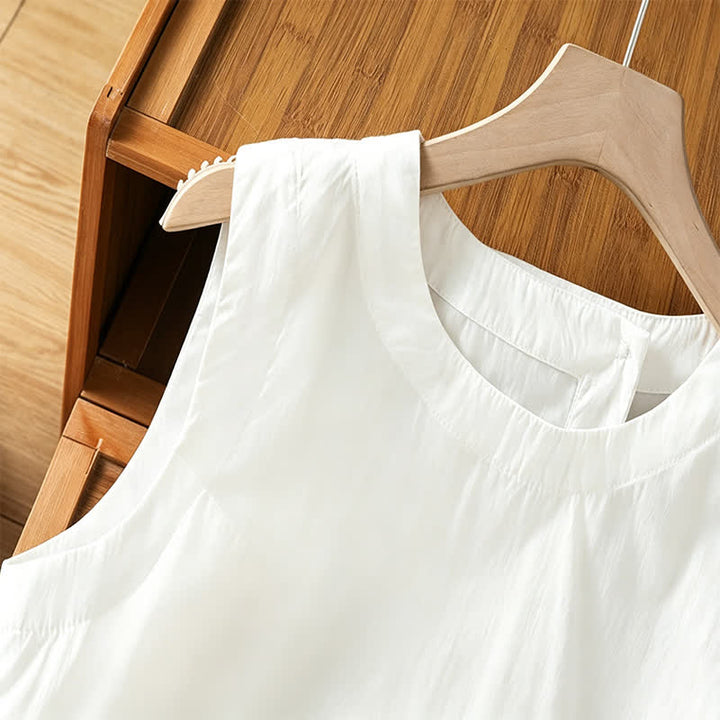 Buddha Stones Camiseta sin mangas minimalista de verano con diseño irregular en la espalda para mujer. - image 13