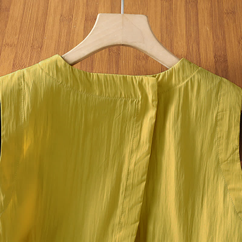 Buddha Stones Camiseta sin mangas minimalista de verano con diseño irregular en la espalda para mujer. - image 3