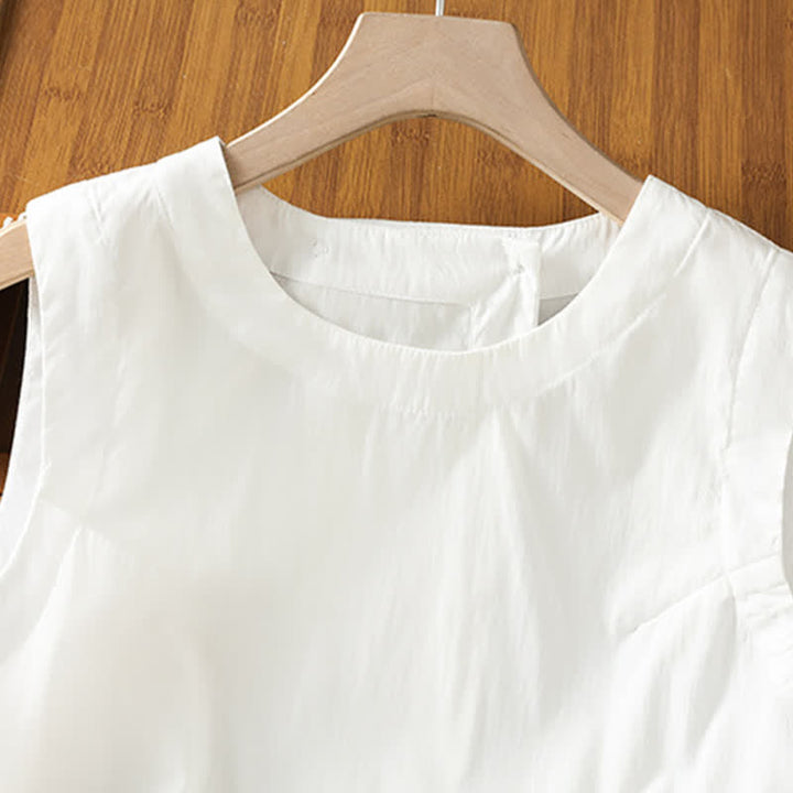 Buddha Stones Camiseta sin mangas minimalista de verano con diseño irregular en la espalda para mujer. - image 11
