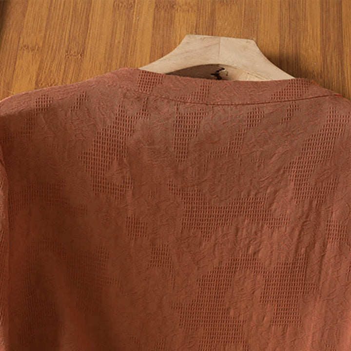 Buddha Stones Camisas de manga corta para mujer, estilo bohemio veraniego, con bordado y cordón ajustable. - image 17