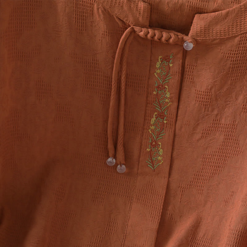 Buddha Stones Camisas de manga corta para mujer, estilo bohemio veraniego, con bordado y cordón ajustable. - image 19