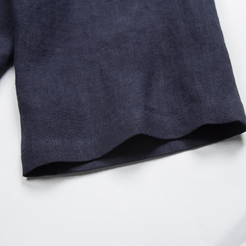 Buddha Stones Camisas de manga tres cuartos para hombre, estilo Summer Tang, con cuello mandarín y botones de rana. - image 13
