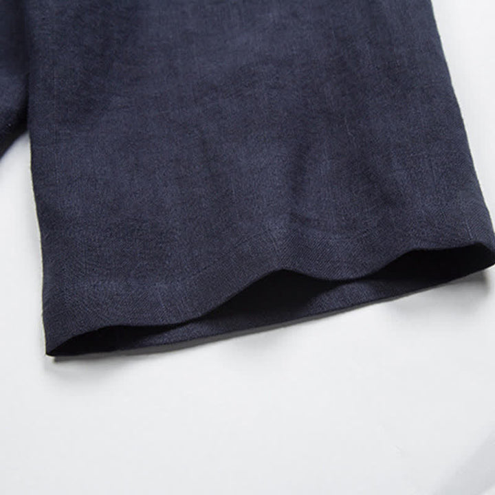 Buddha Stones Camisas de manga tres cuartos para hombre, estilo Summer Tang, con cuello mandarín y botones de rana. - image 13
